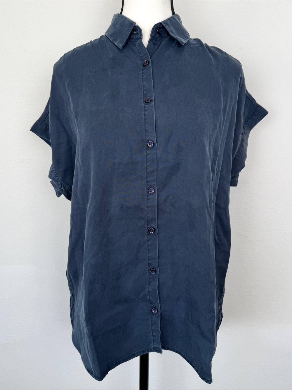 NWT Quince Size XS Blue Tencel Camp Button Up Short Sleeve Shirt